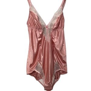 Vintage Lilyette Dusty Pink Laced Teddy Bodysuit sz 34